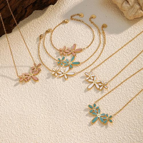 Titanium Steel Jewelry Set, gold color plated, different styles for choice & for woman & enamel & with rhinestone, more colors for choice, Sold By PC