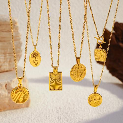 Stainless Steel Jewelry Necklace, 304 Stainless Steel, 18K gold plated, fashion jewelry & different styles for choice & for woman, Sold By PC