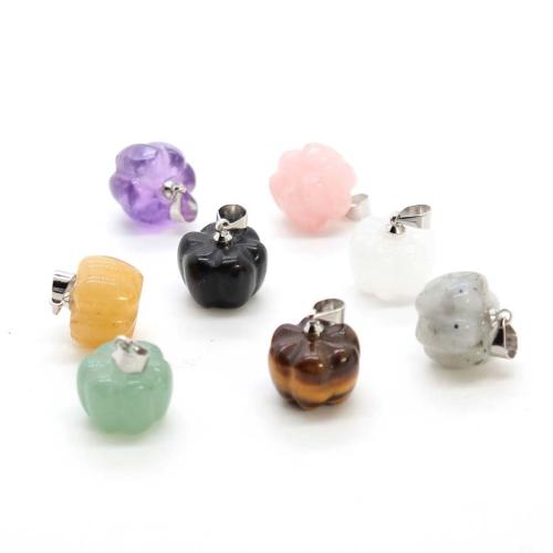 Gemstone Pendants Jewelry, with Iron, Pumpkin, silver color plated, DIY, more colors for choice, 13x10mm, Sold By PC