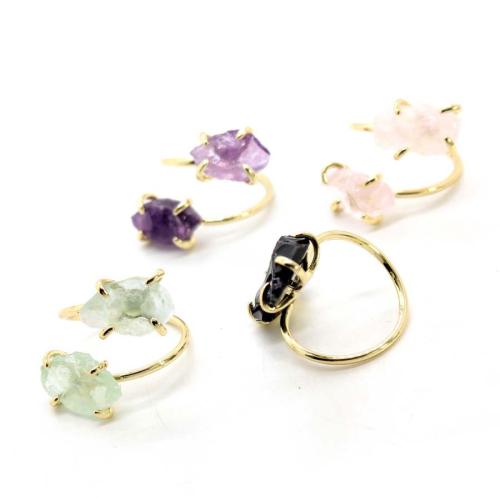 Natural Gemstone Finger Ring, Tibetan Style, with Gemstone, gold color plated, fashion jewelry, more colors for choice, 18x10mm, Sold By PC