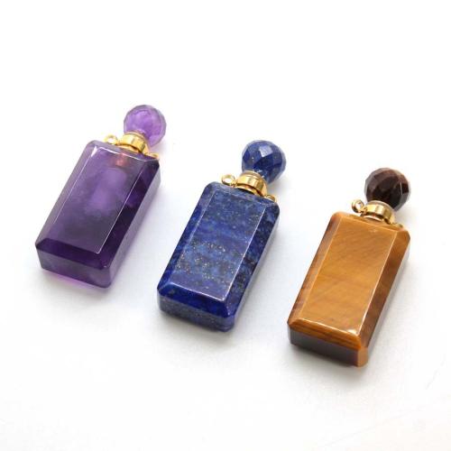 pierre gemme Pendentif bouteille de parfum, avec alliage de zinc, Placage de couleur d'or, DIY & double trou, plus de couleurs à choisir, 44x17mm, Vendu par PC