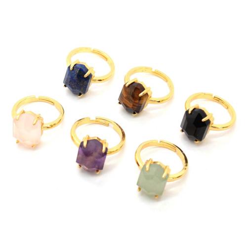 Natural Gemstone Finger Ring, Tibetan Style, with Gemstone, gold color plated, fashion jewelry, more colors for choice, 14x10mm, Sold By PC