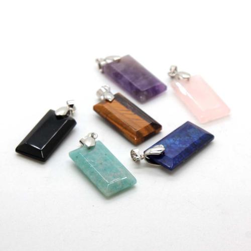 Gemstone Pendant, with Tibetan Style, silver color plated, DIY, more colors for choice, 25x13mm, Sold By PC