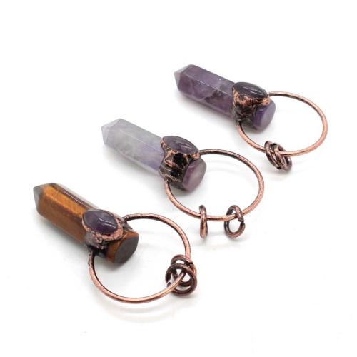 Gemstone Pendants Jewelry, Tibetan Style, with Gemstone, plated, DIY, more colors for choice, 55x29mm, Sold By PC