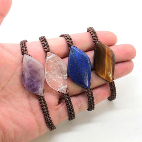 Knot Cord Bracelet, with Gemstone, plated, fashion jewelry, mixed colors, nickel, lead & cadmium free, 41x21mm, Sold By PC
