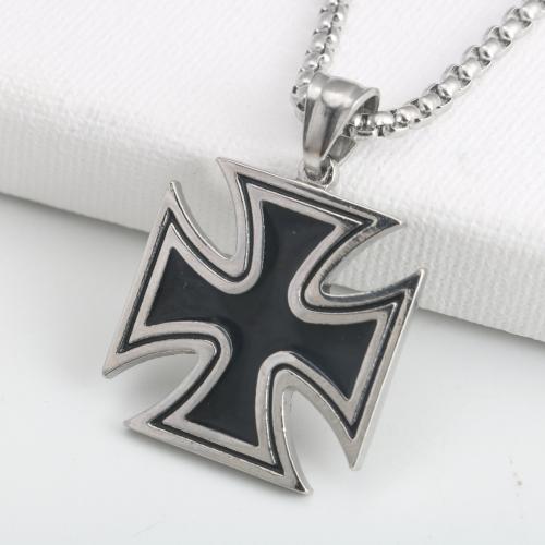 Stainless Steel Cross Pendants, 316 Stainless Steel, polished, fashion jewelry & Unisex & different styles for choice, original color, 28x30mm, Length:60 cm, Sold By PC