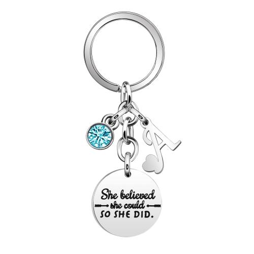 304 Stainless Steel Key Clasp, Alphabet Letter, different styles for choice & for woman & with rhinestone, original color, 80mm, Sold By PC