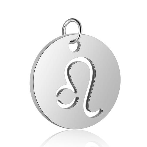 Stainless Steel Constellation Pendant, 304 Stainless Steel, 12 Signs of the Zodiac, DIY & different designs for choice & hollow, original color, 12x20mm, Sold By PC