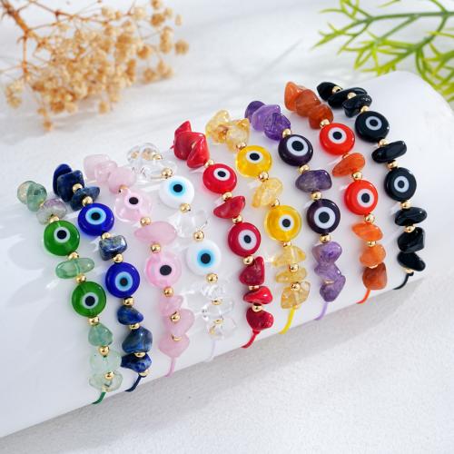 Evil Eye Jewelry Bracelet, Crystal, with Tibetan Style, gold color plated, fashion jewelry, more colors for choice, Sold By Strand