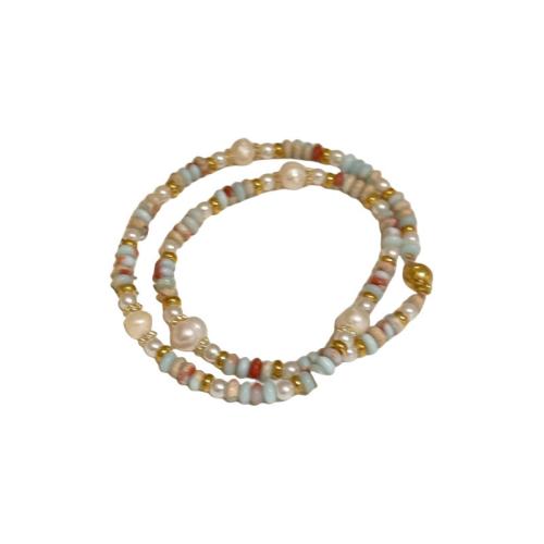 Freshwater Cultured Pearl Bracelet, Freshwater Pearl, with Koreite & Tibetan Style, irregular, gold color plated, fashion jewelry, more colors for choice, 3-8 MM, Sold Per 17 cm Strand