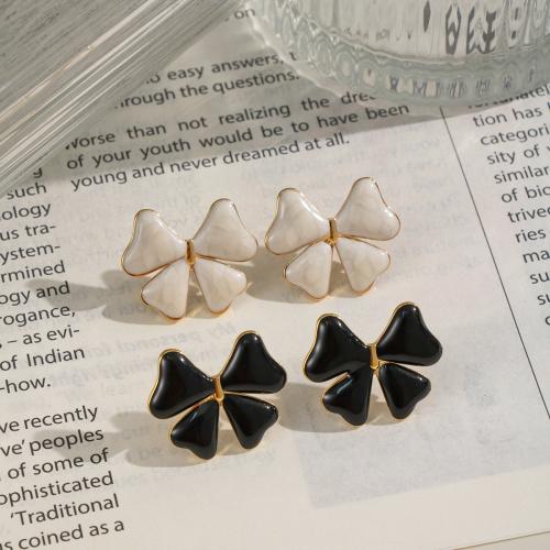 Stainless Steel Stud Earrings, 304 Stainless Steel, gold color plated, fashion jewelry & enamel, more colors for choice, Sold By Pair