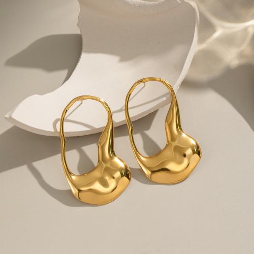Stainless Steel Drop Earring, 304 Stainless Steel, gold color plated, fashion jewelry, golden, Sold By Pair