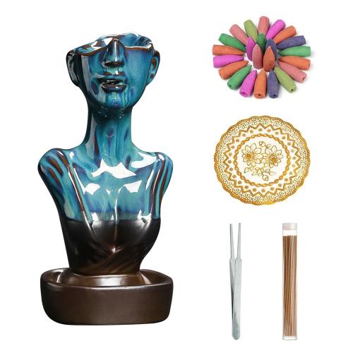Backflow Incense Burner, Porcelain, for home and office & durable, more colors for choice, 80x60x159mm, Sold By PC