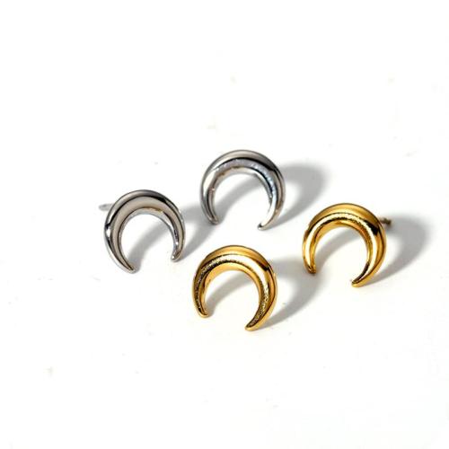 Stainless Steel Stud Earrings, 304 Stainless Steel, Moon, Vacuum Ion Plating, fashion jewelry & for woman, more colors for choice, Sold By Pair
