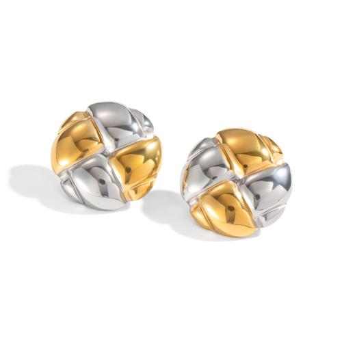 Stainless Steel Stud Earrings, 304 Stainless Steel, plated, fashion jewelry & for woman & two tone, Sold By Pair