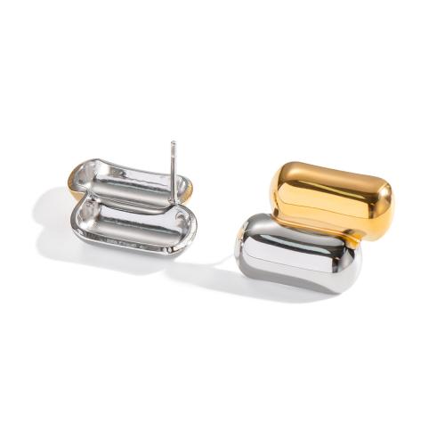 Stainless Steel Stud Earrings, 304 Stainless Steel, Vacuum Ion Plating, fashion jewelry & for woman & two tone, Sold By Pair