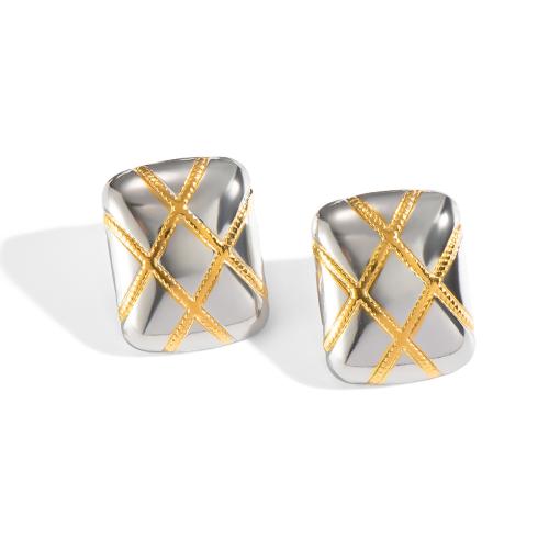 Stainless Steel Stud Earrings, 304 Stainless Steel, Vacuum Ion Plating, fashion jewelry & for woman & two tone, Sold By Pair