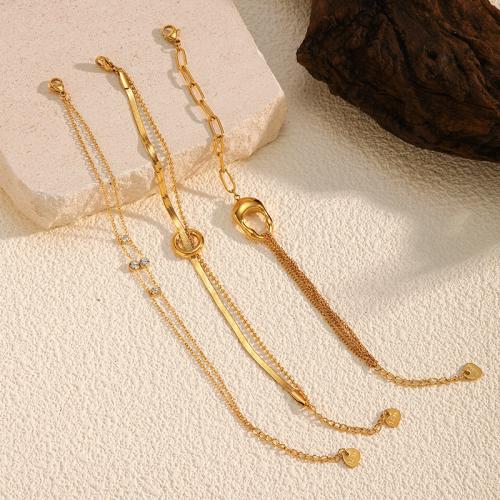 Bijoux bracelet en acier inoxydable, Acier inoxydable 304, Placage, Double couche & styles différents pour le choix & pour femme, Vendu par PC