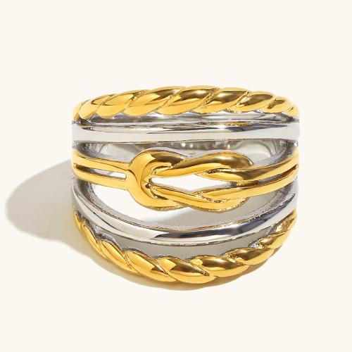 Stainless Steel Finger Ring, 304 Stainless Steel, plated, multilayer & different size for choice & for woman & two tone, Sold By PC