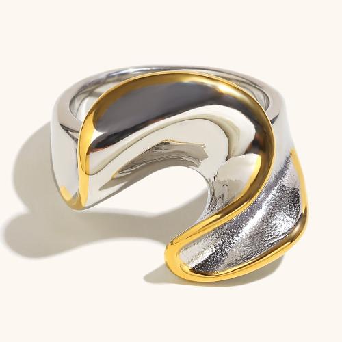 Stainless Steel Finger Ring, 304 Stainless Steel, plated, different size for choice & for woman & two tone, Sold By PC