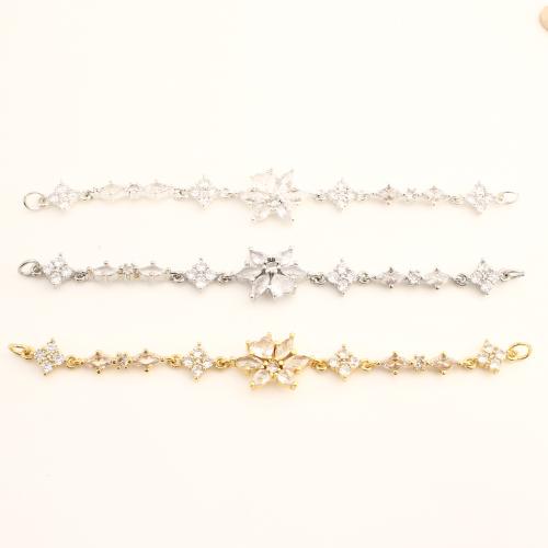 Brass Extender Chain, DIY & micro pave cubic zirconia, more colors for choice, 104x13x3mm, Sold By PC