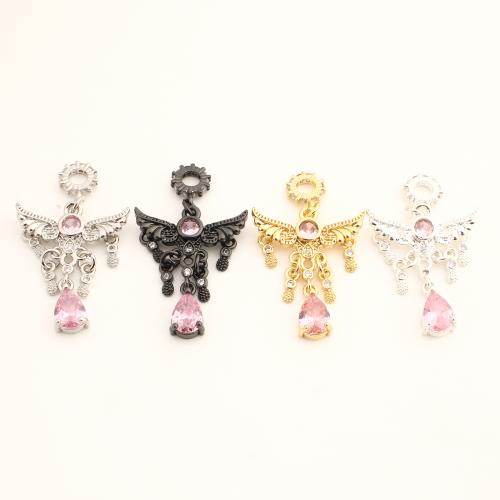 Cubic Zirconia Micro Pave Brass Pendant, DIY & micro pave cubic zirconia, more colors for choice, 38x22x4mm, Sold By PC