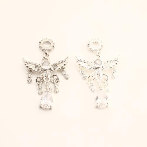Cubic Zirconia Micro Pave Brass Pendant, DIY & micro pave cubic zirconia, more colors for choice, 38x22x4mm, Sold By PC
