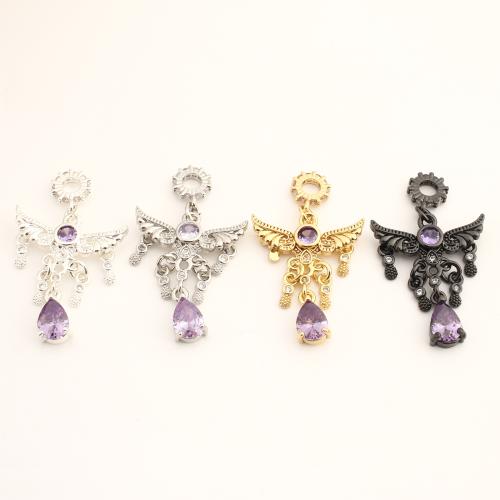 Cubic Zirconia Micro Pave Brass Pendant, DIY & micro pave cubic zirconia, more colors for choice, 38x22x4mm, Sold By PC