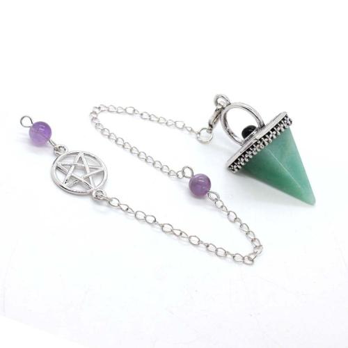 Tibetan Style Pendulum Pendant, with Gemstone, silver color plated, DIY, more colors for choice, 43x18mm, Sold By PC