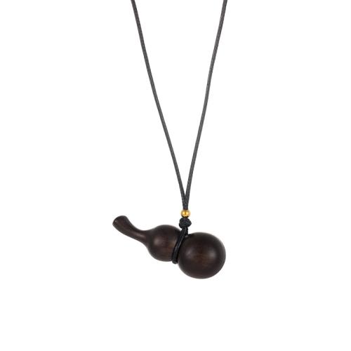 Fashion Necklace Jewelry, Wood, with Knot Cord & 304 Stainless Steel, Calabash, fashion jewelry & enamel, more colors for choice, 50x20mm, Sold By PC