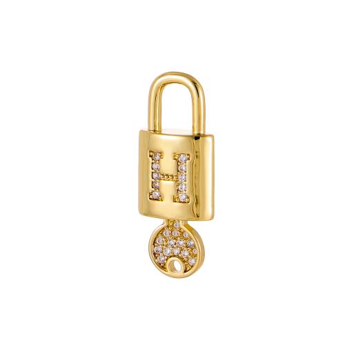 Stainless Steel Letter Pendants, 304 Stainless Steel, Lock and Key, gold color plated, DIY & with rhinestone, more colors for choice, Sold By PC