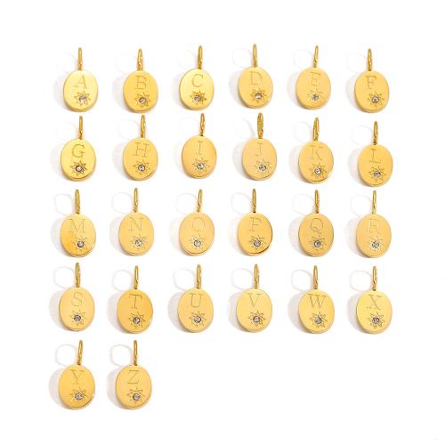 Stainless Steel Letter Pendants, 304 Stainless Steel, Alphabet Letter, gold color plated, DIY & with rhinestone, more colors for choice, Sold By PC