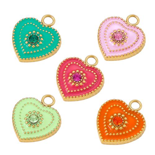 Stainless Steel Heart Pendants, 304 Stainless Steel, gold color plated, DIY & enamel, more colors for choice, Sold By PC