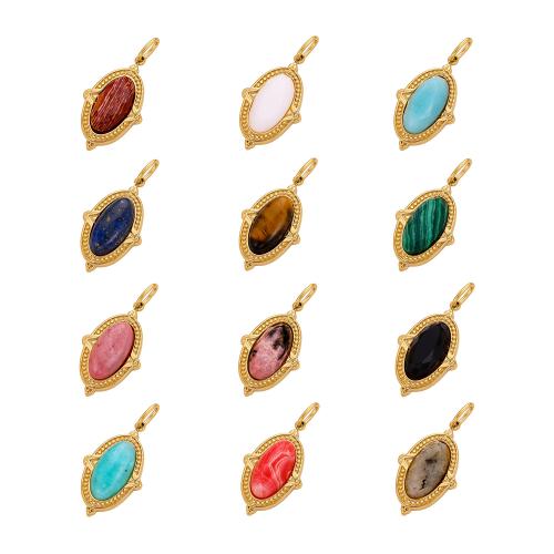 Gemstone Pendants Jewelry, 304 Stainless Steel, with Gemstone, gold color plated, DIY, more colors for choice, Sold By PC