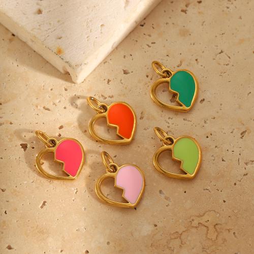 Stainless Steel Heart Pendants, 304 Stainless Steel, gold color plated, DIY & enamel, more colors for choice, Sold By PC