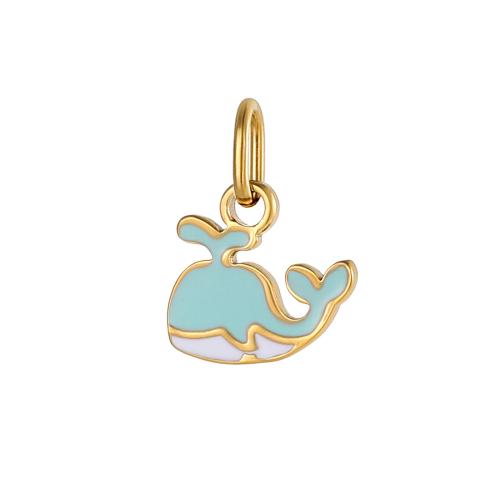 Stainless Steel Animal Pendants, 304 Stainless Steel, Dolphin, gold color plated, DIY & enamel, more colors for choice, Sold By PC