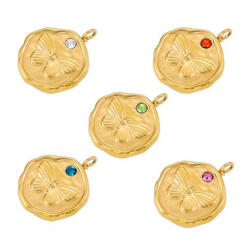 Stainless Steel Pendants, 304 Stainless Steel, gold color plated, DIY & with rhinestone, more colors for choice, Sold By PC