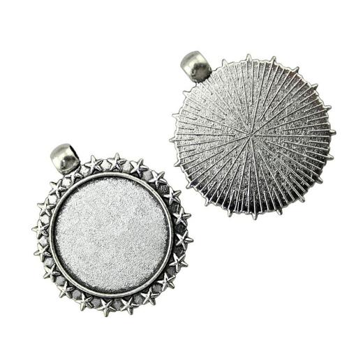 Tibetan Style Pendant Cabochon Setting, Round, plated, DIY, Inner Diameter:Approx 25mm, Sold By PC