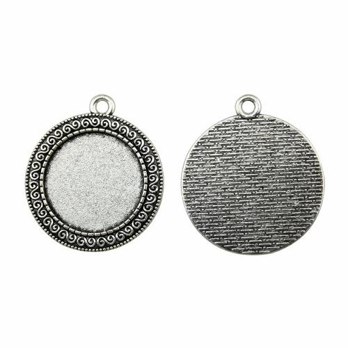 Tibetan Style Pendant Cabochon Setting, Round, plated, DIY, more colors for choice, Inner Diameter:Approx 25mm, Sold By PC