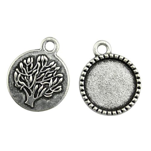 Tibetan Style Pendant Cabochon Setting, Round, plated, DIY, Inner Diameter:Approx 14mm, Sold By PC
