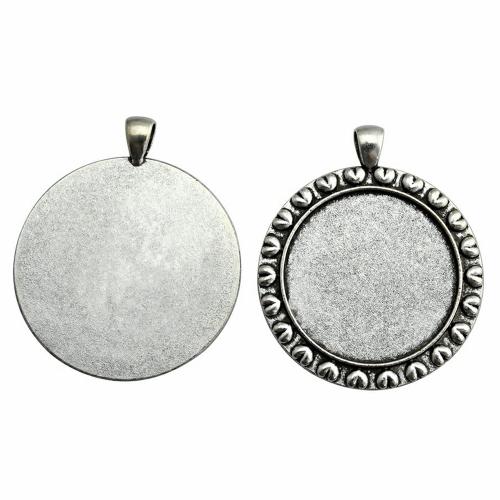 Tibetan Style Pendant Cabochon Setting, Round, plated, DIY, Inner Diameter:Approx 35mm, Sold By PC