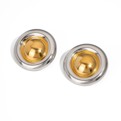Stainless Steel Stud Earrings, 304 Stainless Steel, gold color plated, fashion jewelry, more colors for choice, 100x100x15mm, Sold By Pair