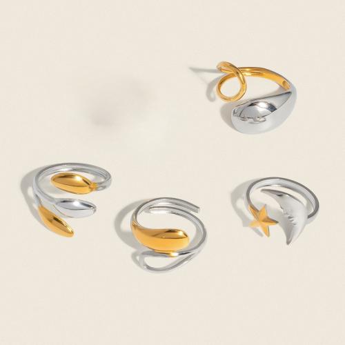 Stainless Steel Finger Ring, 304 Stainless Steel, gold color plated, fashion jewelry, more colors for choice, Sold By PC