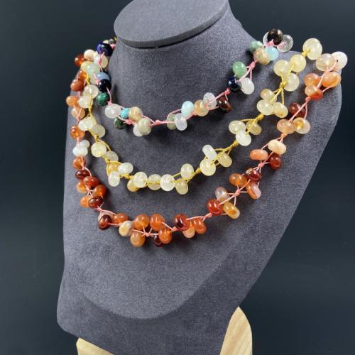 Natural Gemstone Necklace, Natural Stone, fashion jewelry, more colors for choice, 6x8mm, Sold Per 50 cm Strand