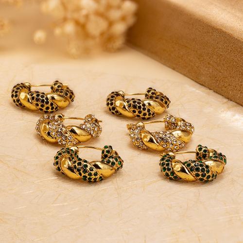 Stainless Steel Lever Back Earring, 304 Stainless Steel, fashion jewelry & with rhinestone, more colors for choice, Sold By Pair