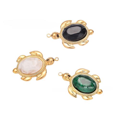 Gemstone Pendants Jewelry, 304 Stainless Steel, with Natural Stone, gold color plated, DIY, more colors for choice, 5PCs/Bag, Sold By Bag