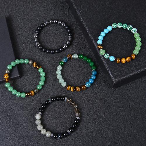 Gemstone Bracelets, Natural Stone, gold color plated, fashion jewelry, more colors for choice, Sold By PC