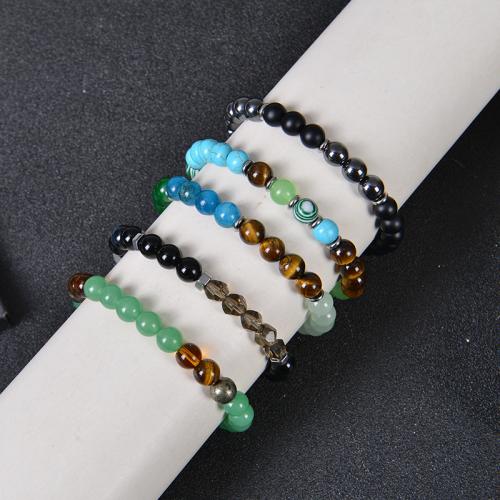 Gemstone Bracelets, Natural Stone, with Tiger Eye, gold color plated, fashion jewelry, more colors for choice, Sold By PC