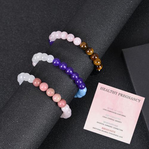 Gemstone Bracelets, Natural Stone, with Gemstone, gold color plated, fashion jewelry, more colors for choice, Sold By PC