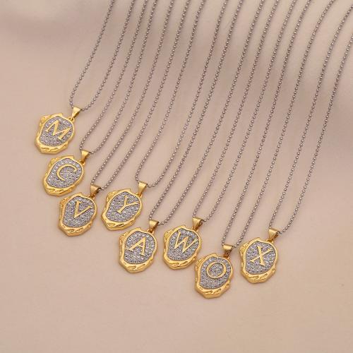 Brass Necklace, with 304 Stainless Steel, Unisex & different designs for choice & with rhinestone & two tone, Sold By PC